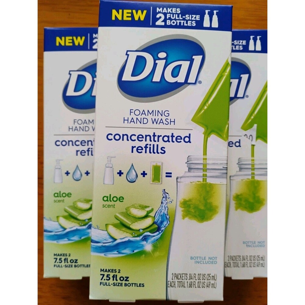 3x Dial Foaming Hand Wash Soap Concentrated Refills Aloe Scent New 6 total